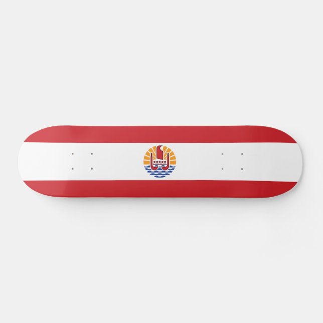 French Polynesia Flag Skateboard (Horz)