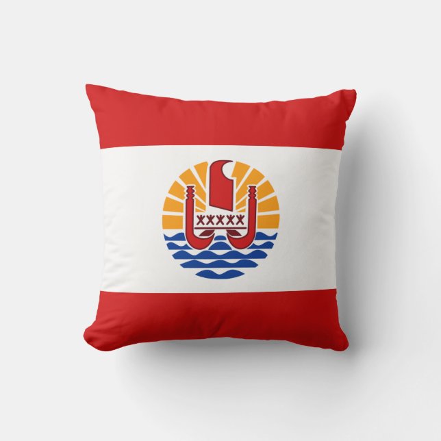 French Polynesia Flag x Flag Pillow (Front)