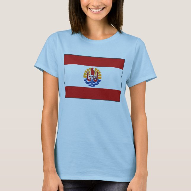 French Polynesia Flag x Map T-Shirt (Front)