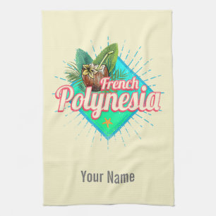 French Polynesia Island Pacific Vintage Souvenir Tea Towel