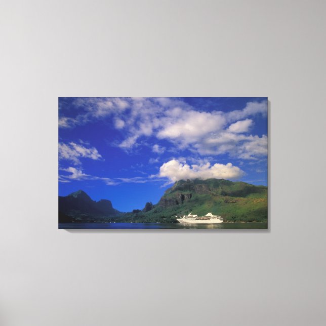 French Polynesia, Moorea. Cooks Bay. Cruise ship 3 Canvas Print (Front)