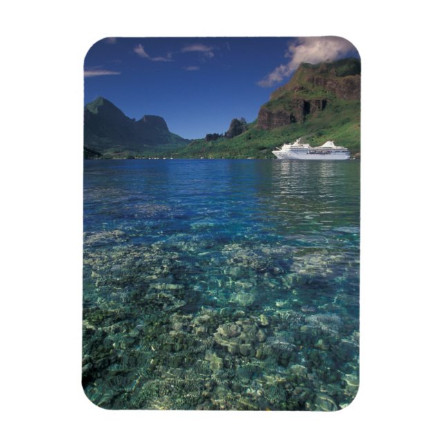 French Polynesia, Moorea. Cooks Bay. Cruise ship Magnet (Vertical)