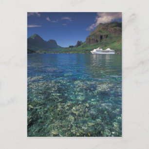French Polynesia, Moorea. Cooks Bay. Cruise ship Postcard
