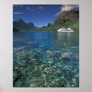 French Polynesia, Moorea. Cooks Bay. Cruise ship Poster