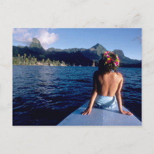French Polynesia, Moorea. Woman enjoying view on Postcard