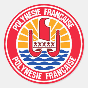 French Polynesia Round Emblem Classic Round Sticker