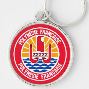 French Polynesia Round Emblem Key Ring