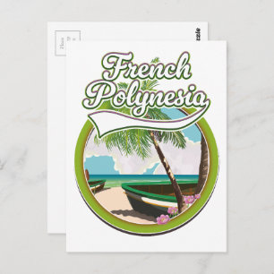 French Polynesia travel logo. Postcard