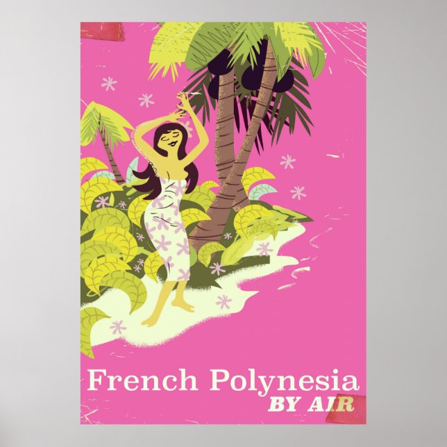French Polynesia vintage travel poster (Front)