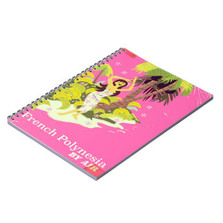 French Polynesia vintage travel poster Notebook