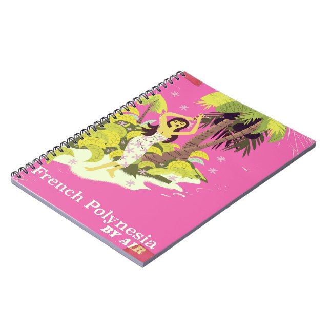 French Polynesia vintage travel poster Notebook (Left Side)