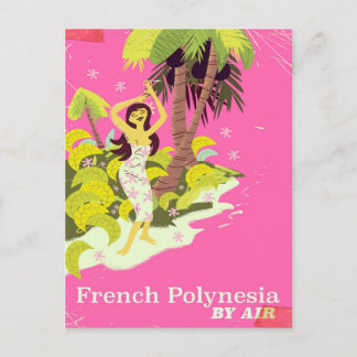 French Polynesia vintage travel poster Postcard