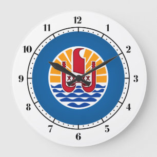 French Polynesian coat of arms Large Clock