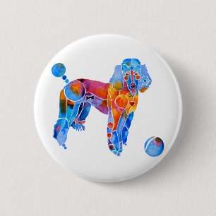 French Poodle 6 Cm Round Badge