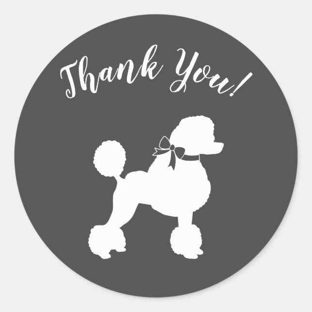 French Poodle Dog Baby Shower Puppy Grey Classic Round Sticker (Front)