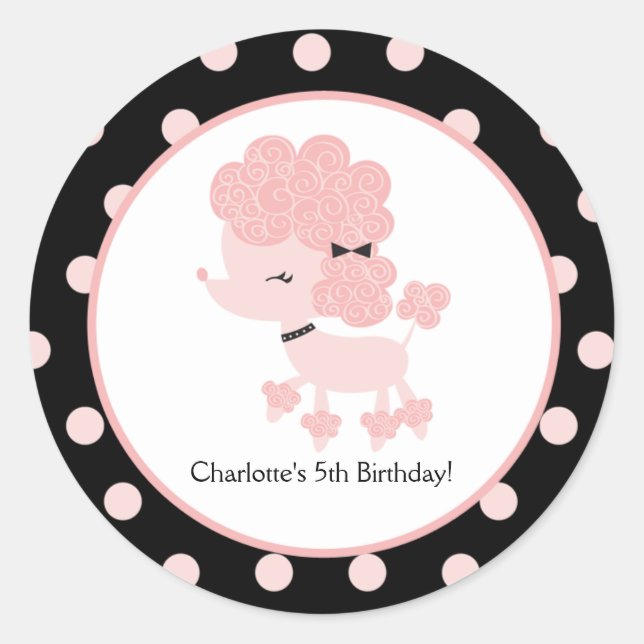 French Poodle Favour Sticker (Front)