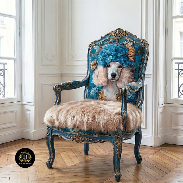 French Poodle Portrait Blue Hydrangea Decoupage  Tissue Paper (Creator Uploaded)