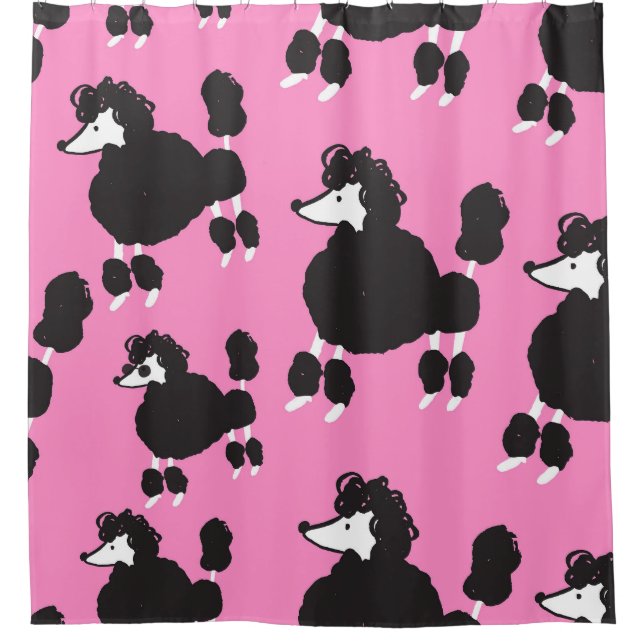 French poodle: vintage illustration pattern. shower curtain (Front)