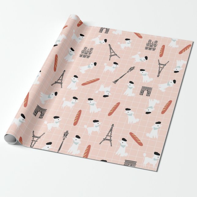 French Poodle Wrapping Paper (Unrolled)