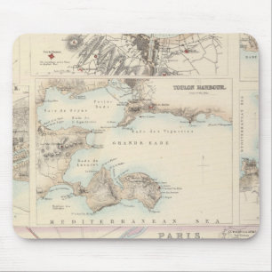 French Portsand Harbours and Plan of Paris Mouse Mat