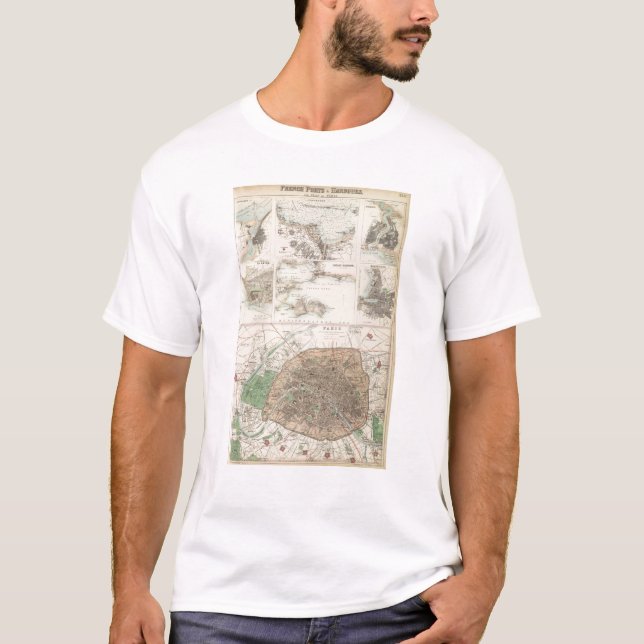 French Portsand Harbours and Plan of Paris T-Shirt (Front)