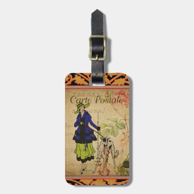 French Postcard Bag Tag (Front Vertical)