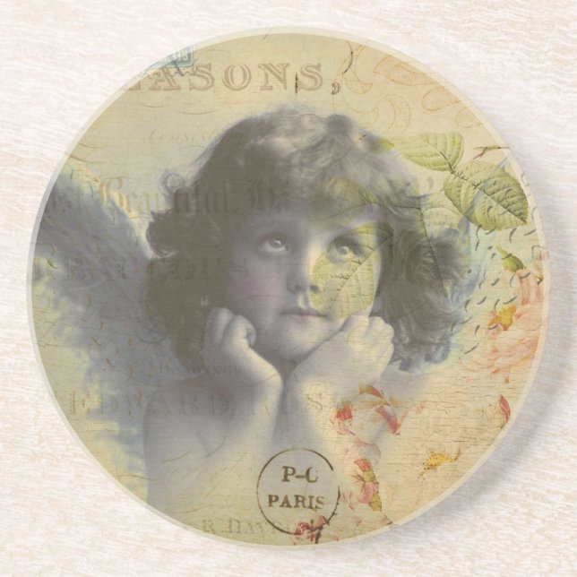 French Postcard Beverage Coaster (Front)