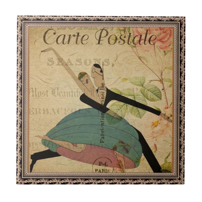 French Postcard Ceramic Tile (Front)