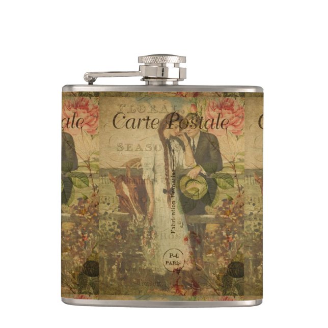 French Postcard Flask (Front)