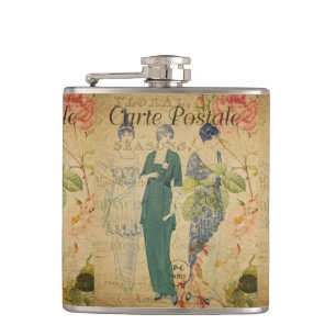 French Postcard Flask