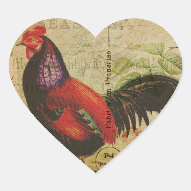 French Postcard Heart Sticker (Front)