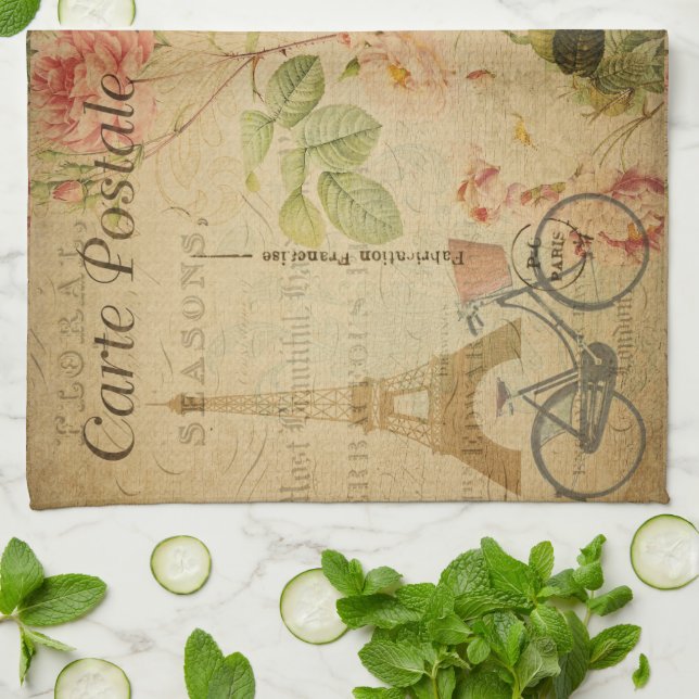 French Postcard Kitchen Towel (Folded)