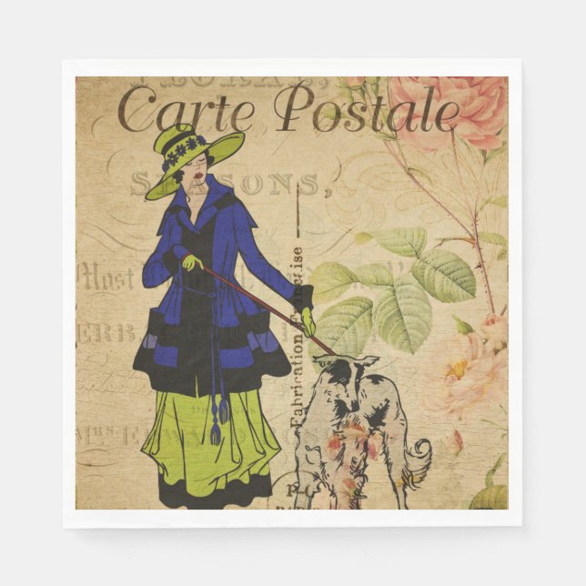 French Postcard Paper Napkin (Front)
