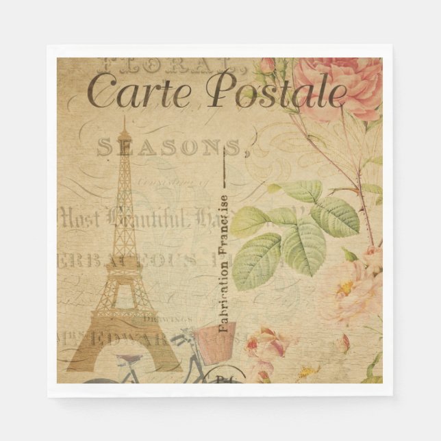 French Postcard Paper Napkin (Front)