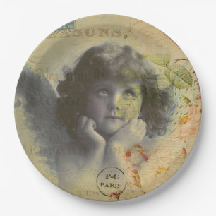 French Postcard Paper Plate