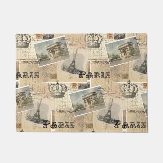 French Postcard Paris Doormat (Front)