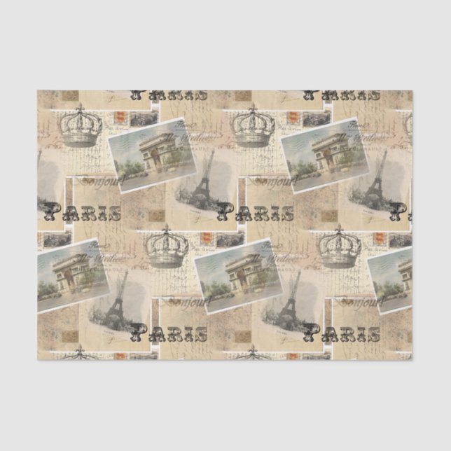 French Postcard Paris Tissue Paper (Front)