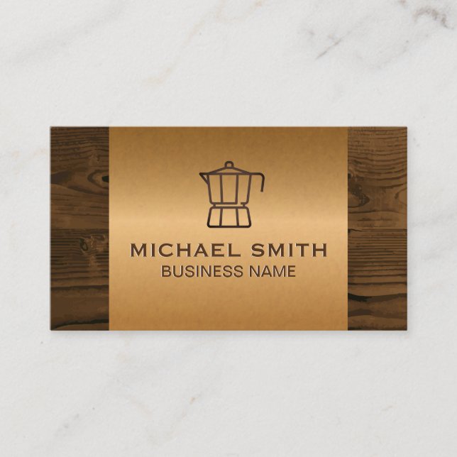 French Press Punch Card | Bronze Metallic Wood (Front)