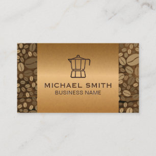 French Press   Wood Grain   Coffee Beans Loyalty Card