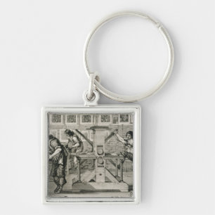 French printing press, 1642 (engraving) key ring