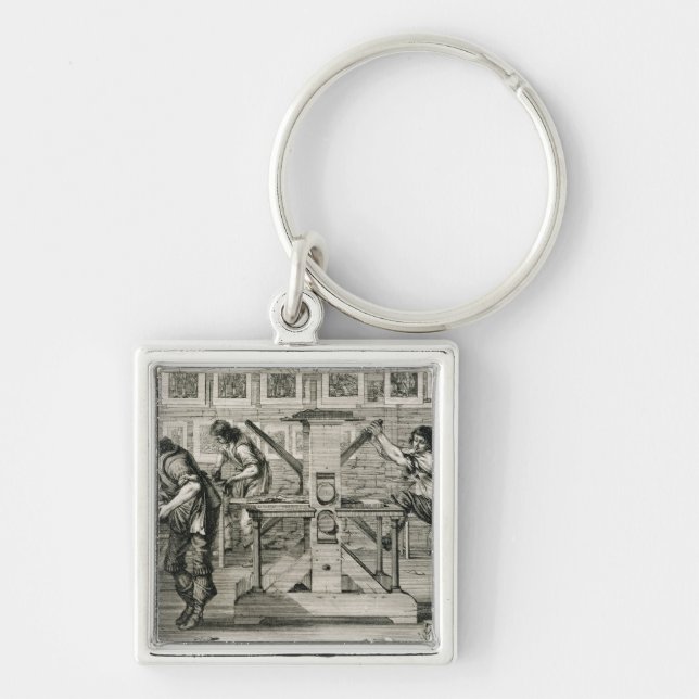 French printing press, 1642 (engraving) key ring (Front)