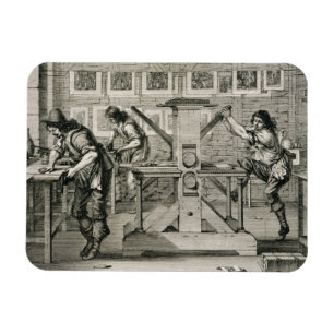 French printing press, 1642 (engraving) magnet