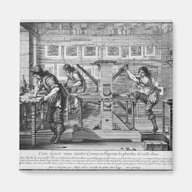 French printing press, 1642 magnet (Front)