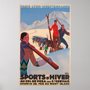 French Promotional Ski Vintage Poster