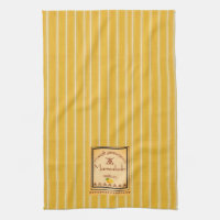French Provence Yellow Stripes with Text Design