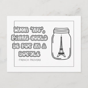 French Proverb Colouring Postcard