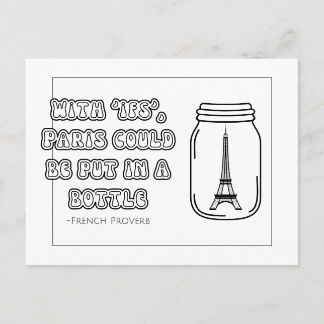 French Proverb Colouring Postcard (Front)