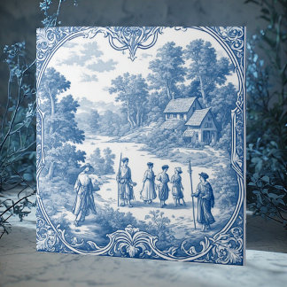French Provincial Pastoral Scenic Toile Decorative Tile