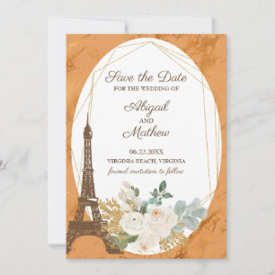 French Provincial Roses, Copper, Eiffel Tower Save The Date