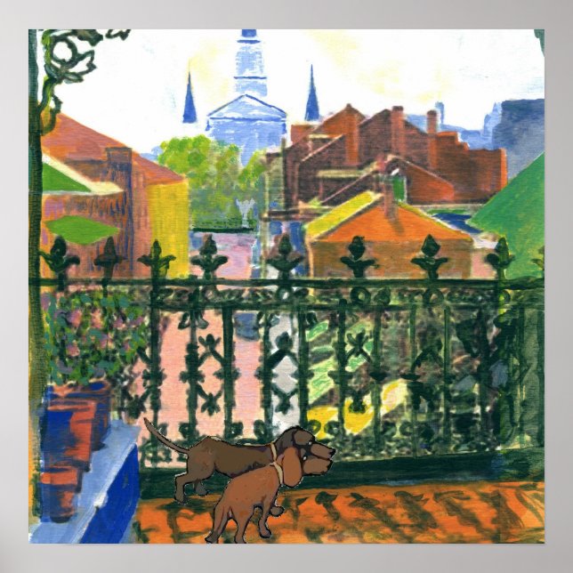 French Quarter Balcony Dachshund 2 Poster (Front)